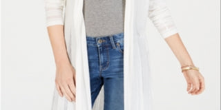 Cardigan feminino Charter Club Pointelle Duster, branco, tamanho pequeno, pequeno