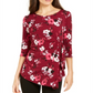 Top feminino Alfani com estampa lateral e amarração lateral, preto, tamanho pequeno médio