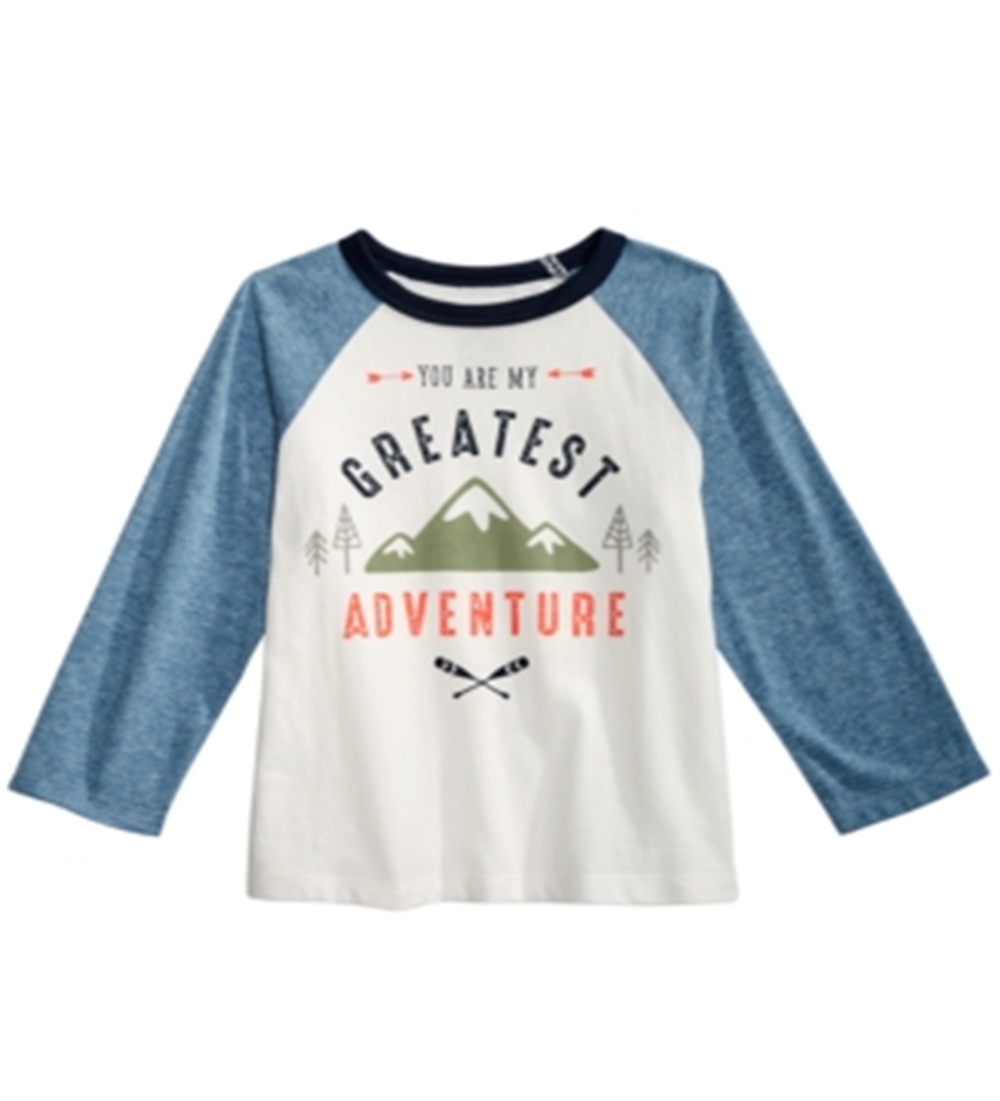 Camiseta infantil First Impressions Baby Boy, de algodão, com estampa gráfica raglan e blocos de cores, branca, tamanho 6 a 9 meses