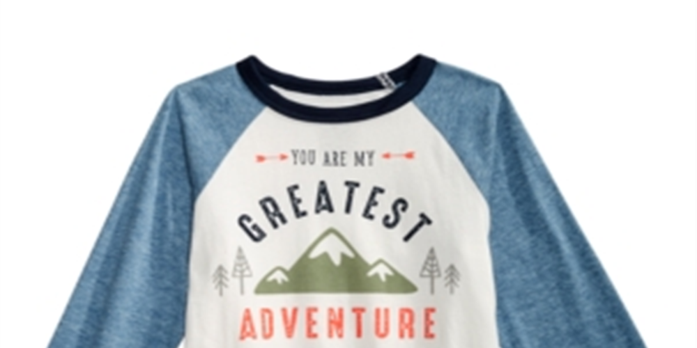 Camiseta infantil First Impressions Baby Boy, de algodão, com estampa gráfica raglan e blocos de cores, branca, tamanho 6 a 9 meses