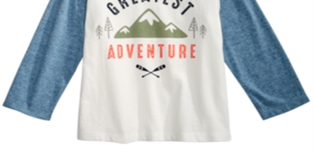 Camiseta infantil First Impressions Baby Boy, de algodão, com estampa gráfica raglan e blocos de cores, branca, tamanho 6 a 9 meses