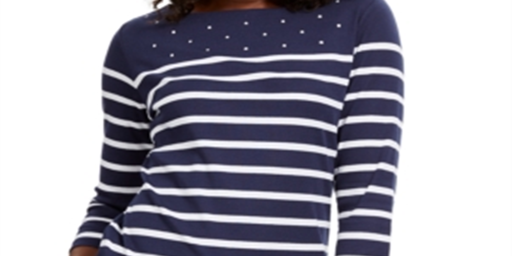 Karen Scott Top Feminino Colorblocked com Tachas Azul Tamanho X-S