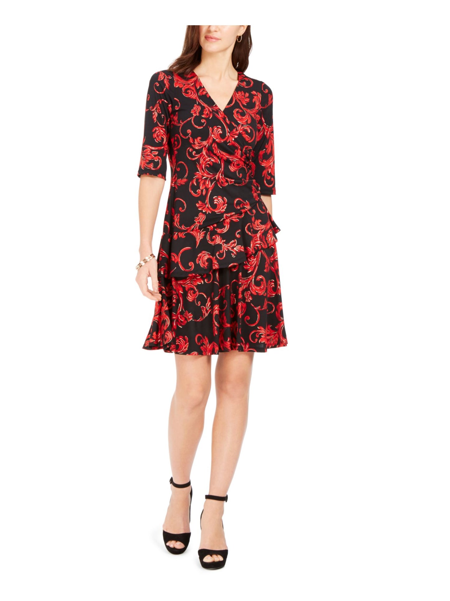 Vestido evasê Robbie Bee feminino vermelho e preto tamanho pequeno P