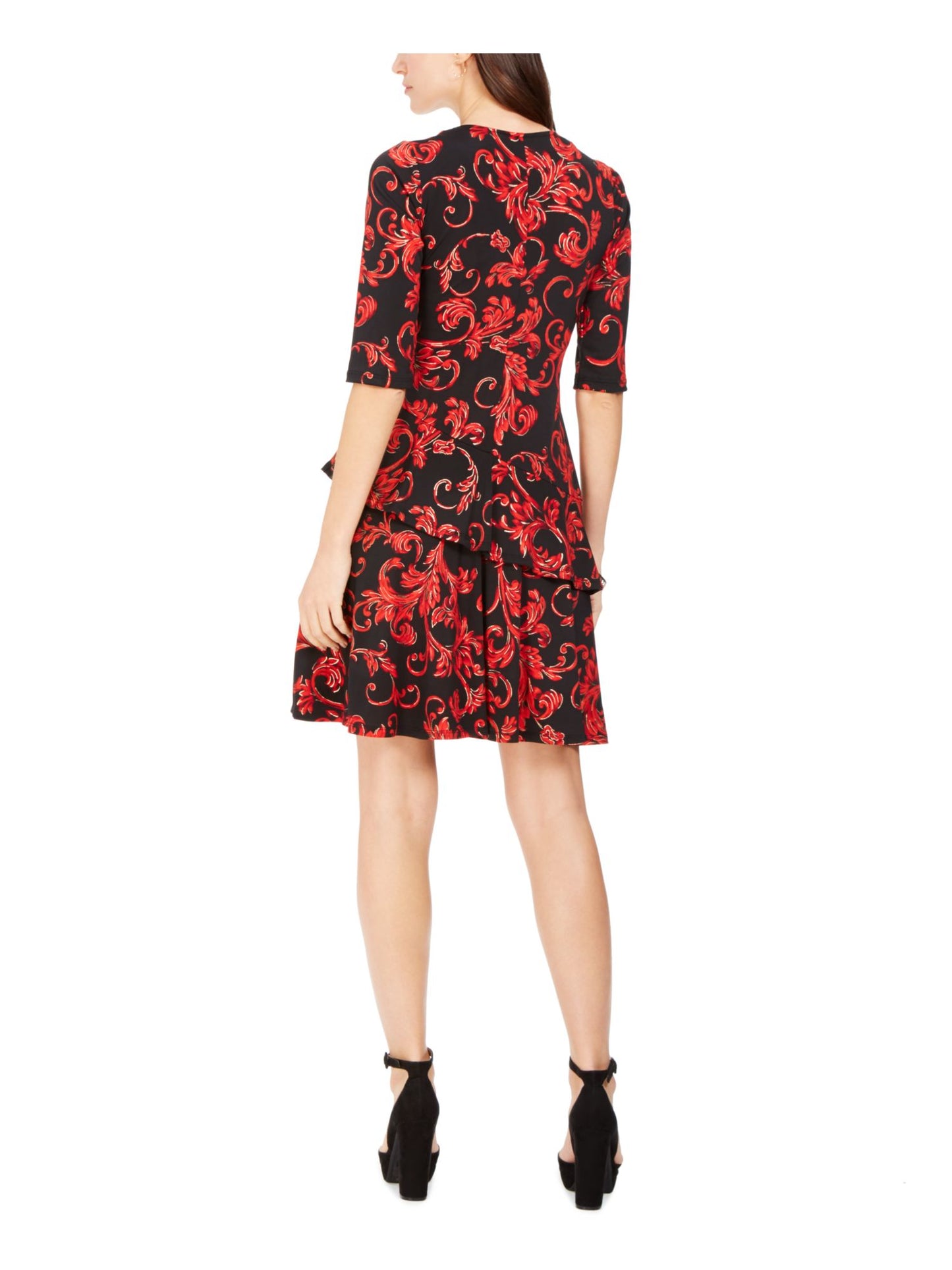 Vestido evasê Robbie Bee feminino vermelho e preto tamanho pequeno P