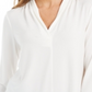 Top feminino Charter Club com manga 3/4, branco, tamanho extragrande