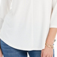 Top feminino Charter Club com manga 3/4, branco, tamanho extragrande