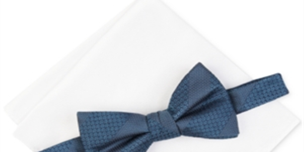 Conjunto de lenços de bolso com gravata borboleta Alfani masculino Crispin azul tamanho regular