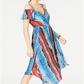 Vestido feminino estampado com ombros descobertos da INC International Concepts, azul, vários tamanhos, 12, pequeno