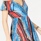 Vestido feminino estampado com ombros descobertos da INC International Concepts, azul, vários tamanhos, 12, pequeno