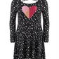 Vestido de bolinhas com estampa de coração para meninas grandes da Epic Threads, preto, tamanho médio