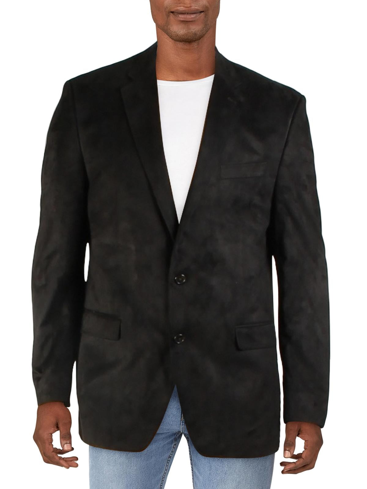 Ralph Lauren Masculino Linley Faux Suede Forrado Dois Botões Blazer Preto Tamanho 42