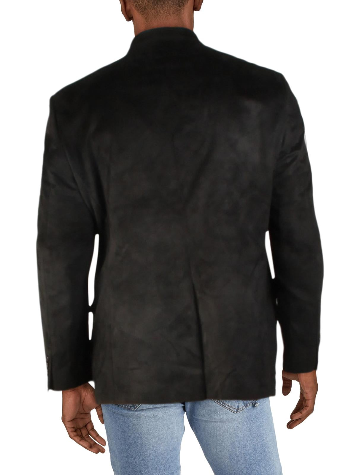 Ralph Lauren Masculino Linley Faux Suede Forrado Dois Botões Blazer Preto Tamanho 42