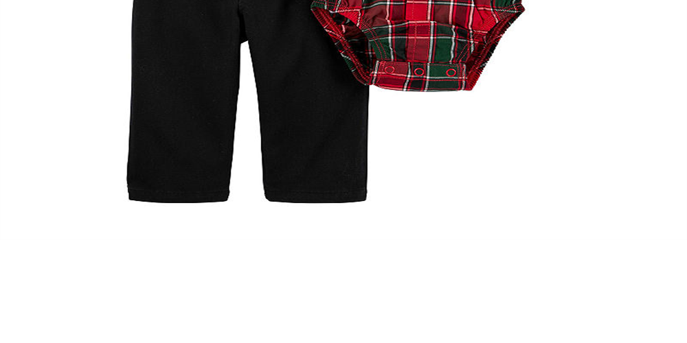 Conjunto de 3 peças de body xadrez, calça e gravata borboleta Carter's Boy, vermelho, tamanho 18M