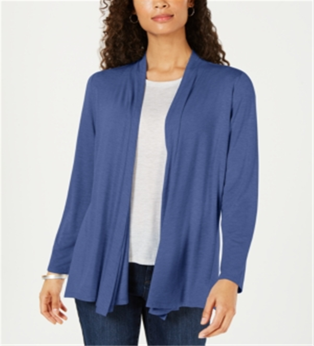 Karen Scott Cardigan Feminino de Tricô com Frente Aberta Azul Tamanho Pequeno P