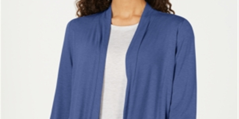 Karen Scott Cardigan Feminino de Tricô com Frente Aberta Azul Tamanho Pequeno P