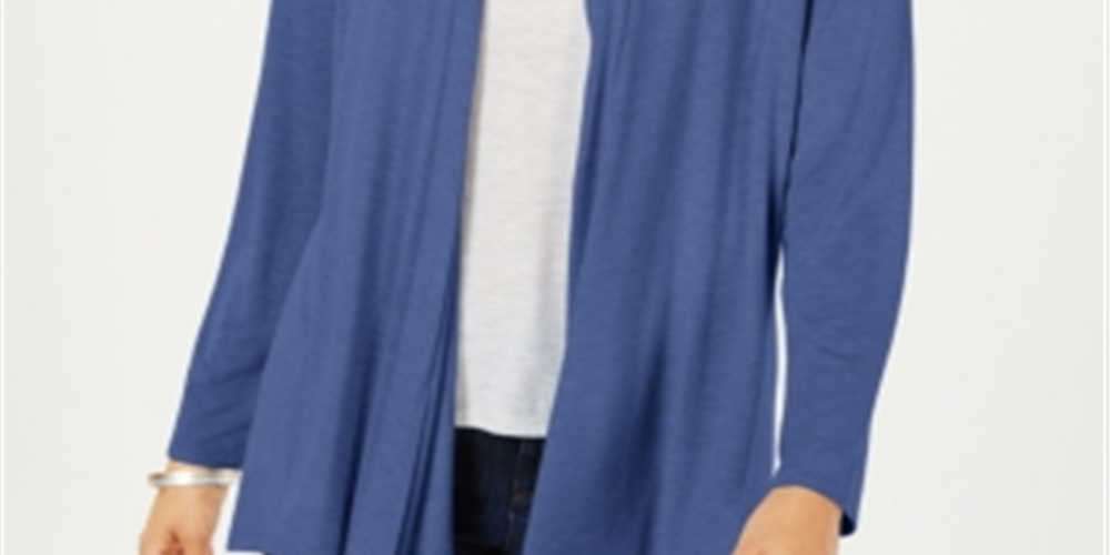 Karen Scott Cardigan Feminino de Tricô com Frente Aberta Azul Tamanho Pequeno P