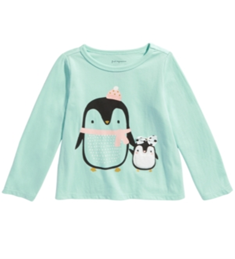 Camiseta infantil First Impressions Baby Girl Penguin Verde Tamanho 18 MOS