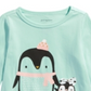 Camiseta infantil First Impressions Baby Girl Penguin Verde Tamanho 18 MOS