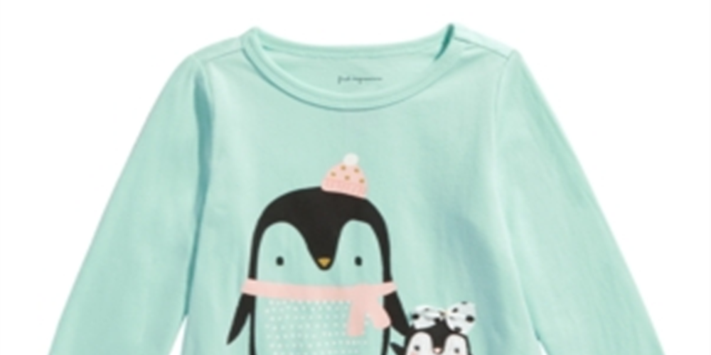 Camiseta infantil First Impressions Baby Girl Penguin Verde Tamanho 18 MOS