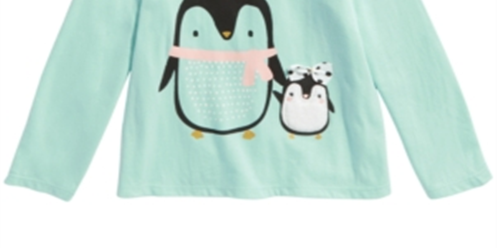 Camiseta infantil First Impressions Baby Girl Penguin Verde Tamanho 18 MOS