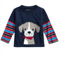 Camiseta infantil First Impressions Baby Boy com estampa de filhotes e camadas, azul, tamanho 12 meses