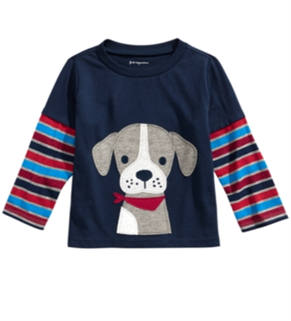 Camiseta infantil First Impressions Baby Boy com estampa de filhotes e camadas, azul, tamanho 12 meses