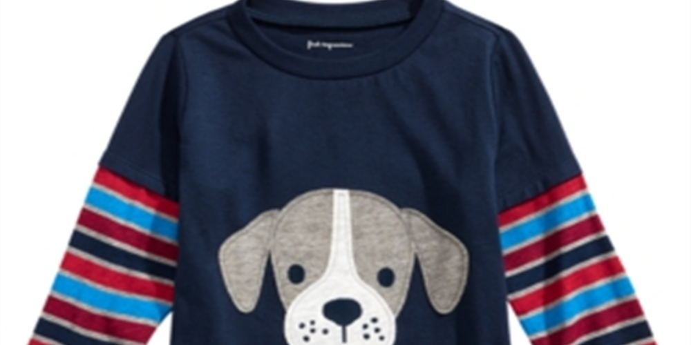 Camiseta infantil First Impressions Baby Boy com estampa de filhotes e camadas, azul, tamanho 12 meses