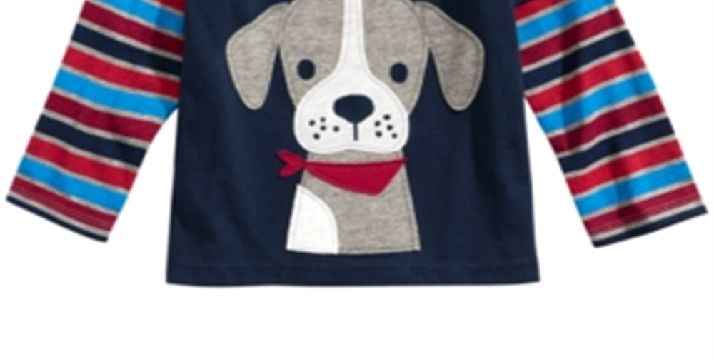 Camiseta infantil First Impressions Baby Boy com estampa de filhotes e camadas, azul, tamanho 12 meses