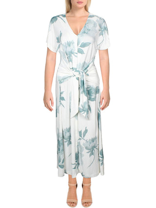 Vestido feminino Alfani com botões e amarração frontal, midi, verde, tamanho XX-G