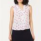 Blusa feminina Bar III com pregas florais, branca, tamanho grande