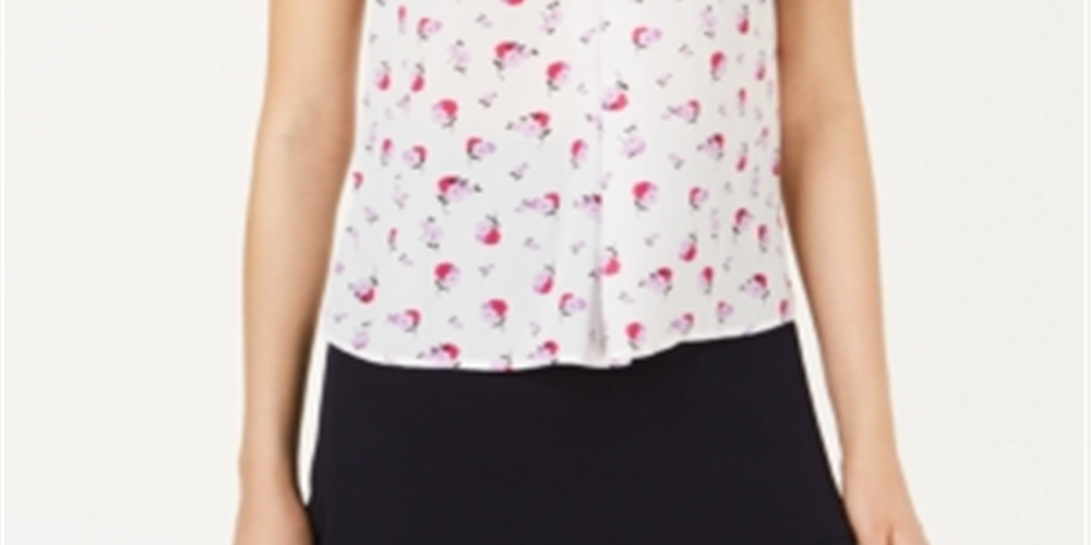 Blusa feminina Bar III com pregas florais, branca, tamanho grande