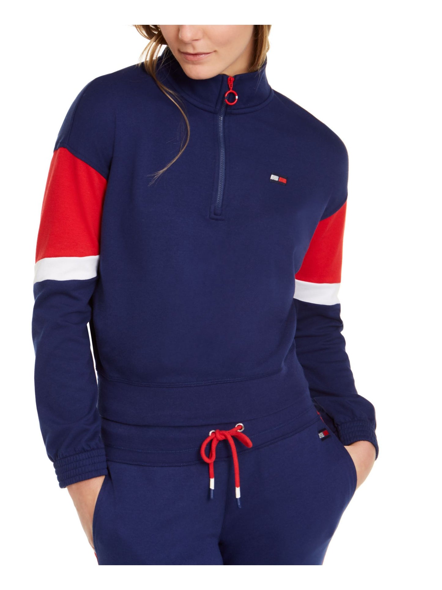 Tommy Hilfiger Suéter Feminino Manga Longa Color Block Azul Tamanho XS