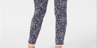 Calça jeans skinny feminina Charter Club com estampa e controle de barriga, tamanho 10, azul