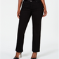 Calça jeans feminina INC International Concepts, com corte curvilíneo e perna reta, com controle de barriga, preta, tamanho 2