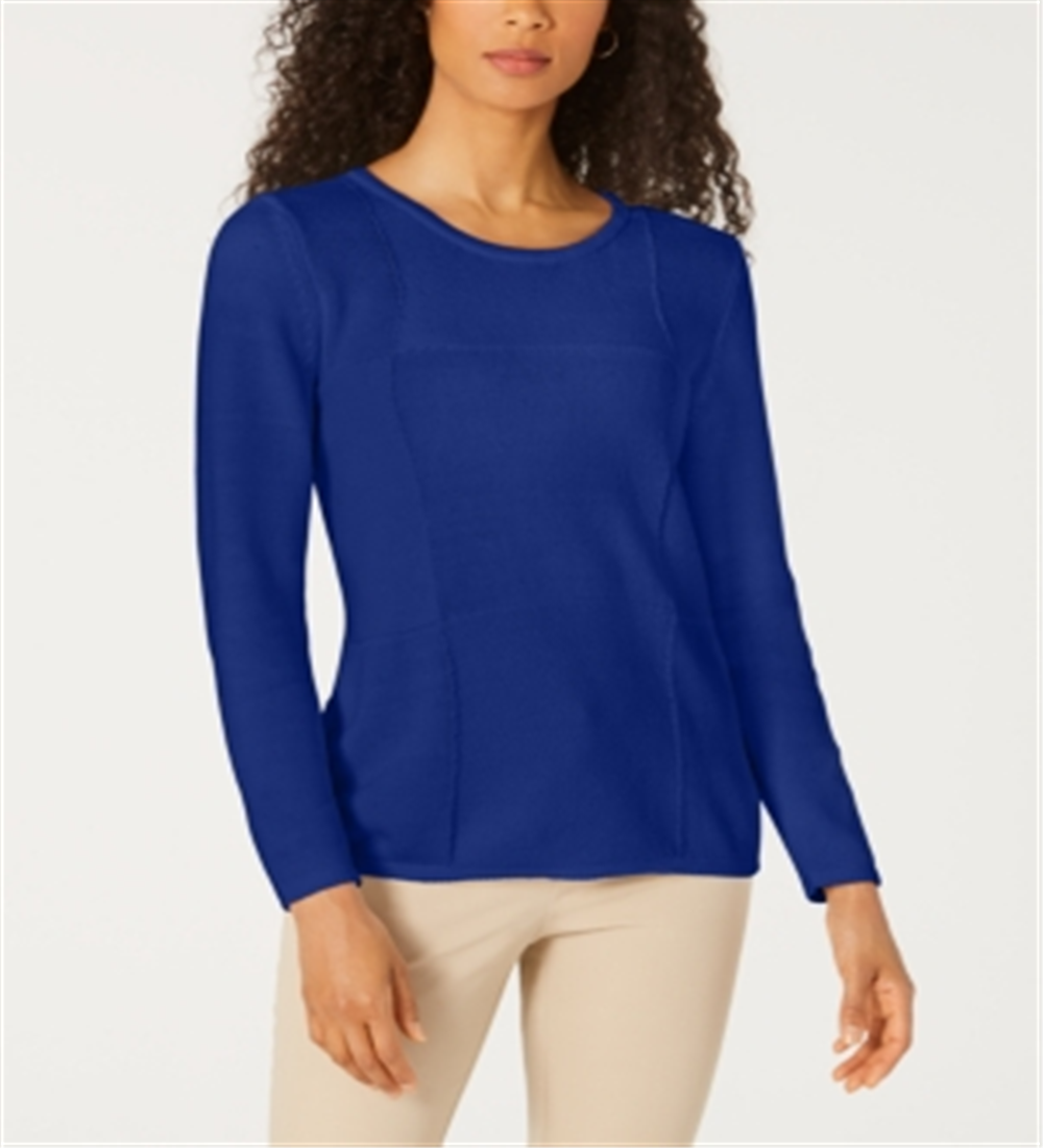 Karen Scott Suéter Feminino Patchwork Stitch Azul Tamanho Grande