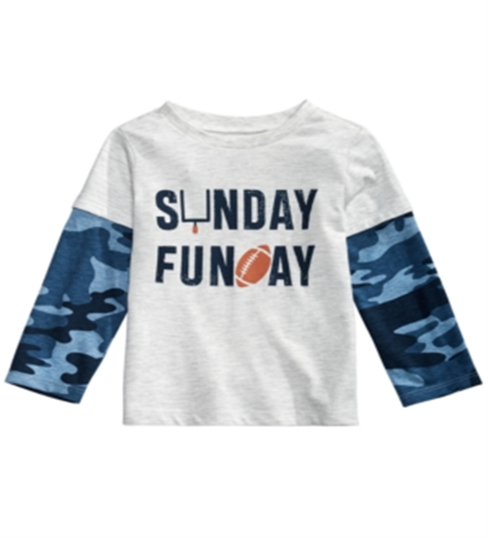 Camiseta infantil First Impressions Baby Boy's Layered Look Sunday Funday, cinza, tamanho 6-9 meses