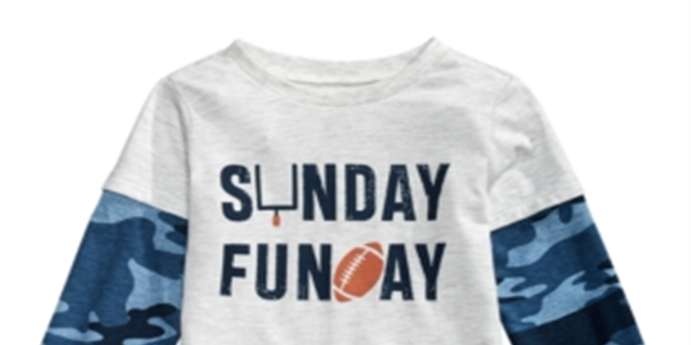 Camiseta infantil First Impressions Baby Boy's Layered Look Sunday Funday, cinza, tamanho 6-9 meses