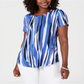 JM Collection Blusa Estampada Feminina Azul Tamanho Pequeno Pequeno