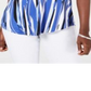 JM Collection Blusa Estampada Feminina Azul Tamanho Pequeno Pequeno