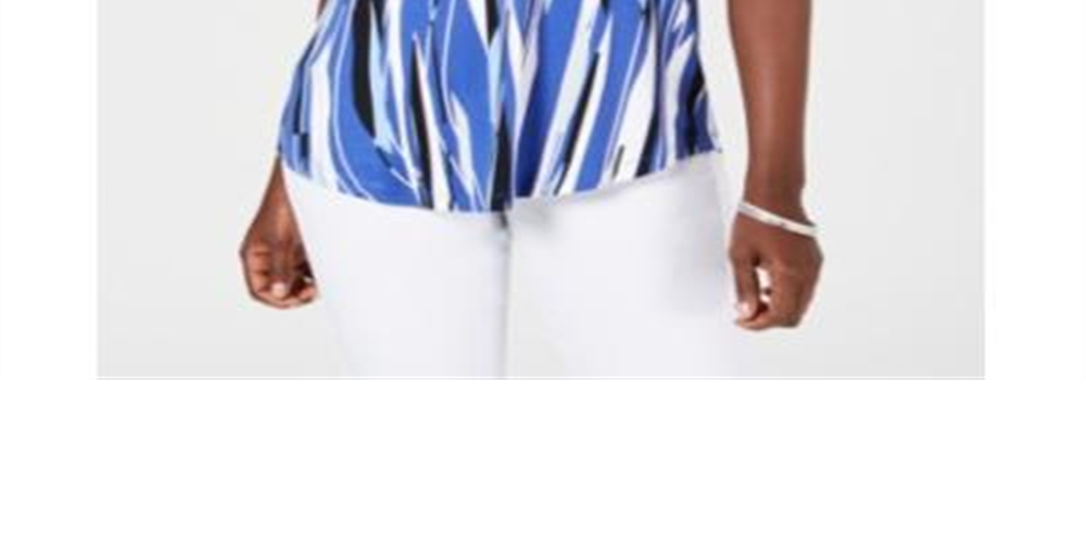 JM Collection Blusa Estampada Feminina Azul Tamanho Pequeno Pequeno