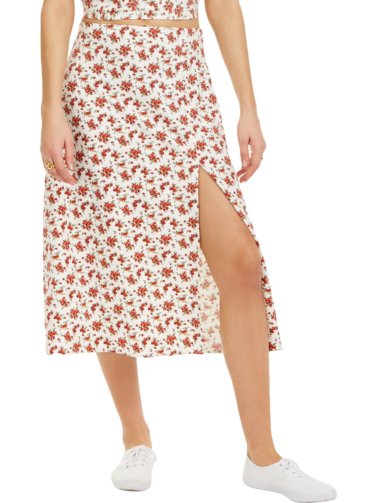 Saia midi feminina Danielle Bernstein com fenda lateral e alça, branca, tamanho grande