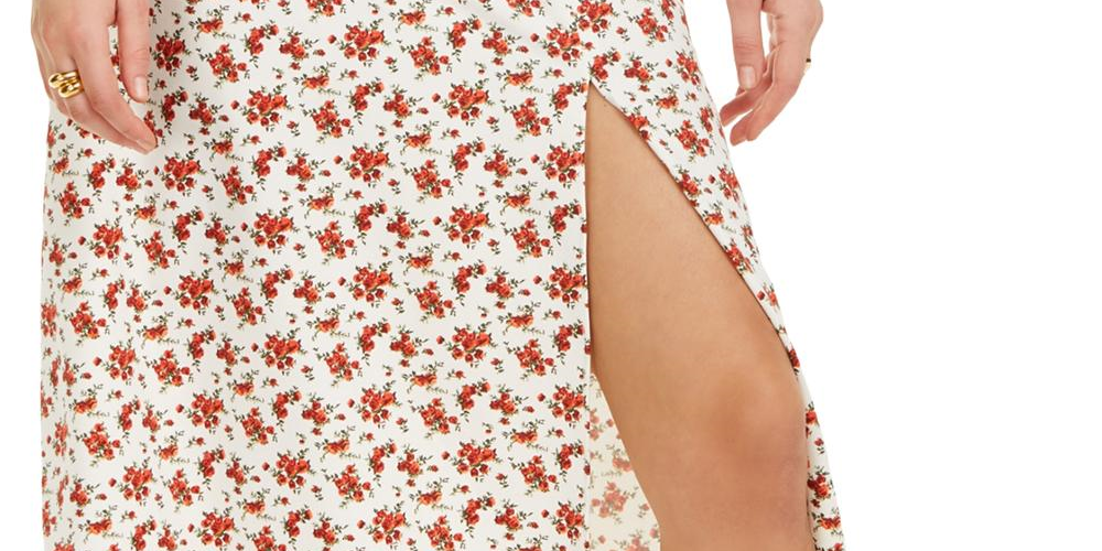 Saia midi feminina Danielle Bernstein com fenda lateral e alça, branca, tamanho grande