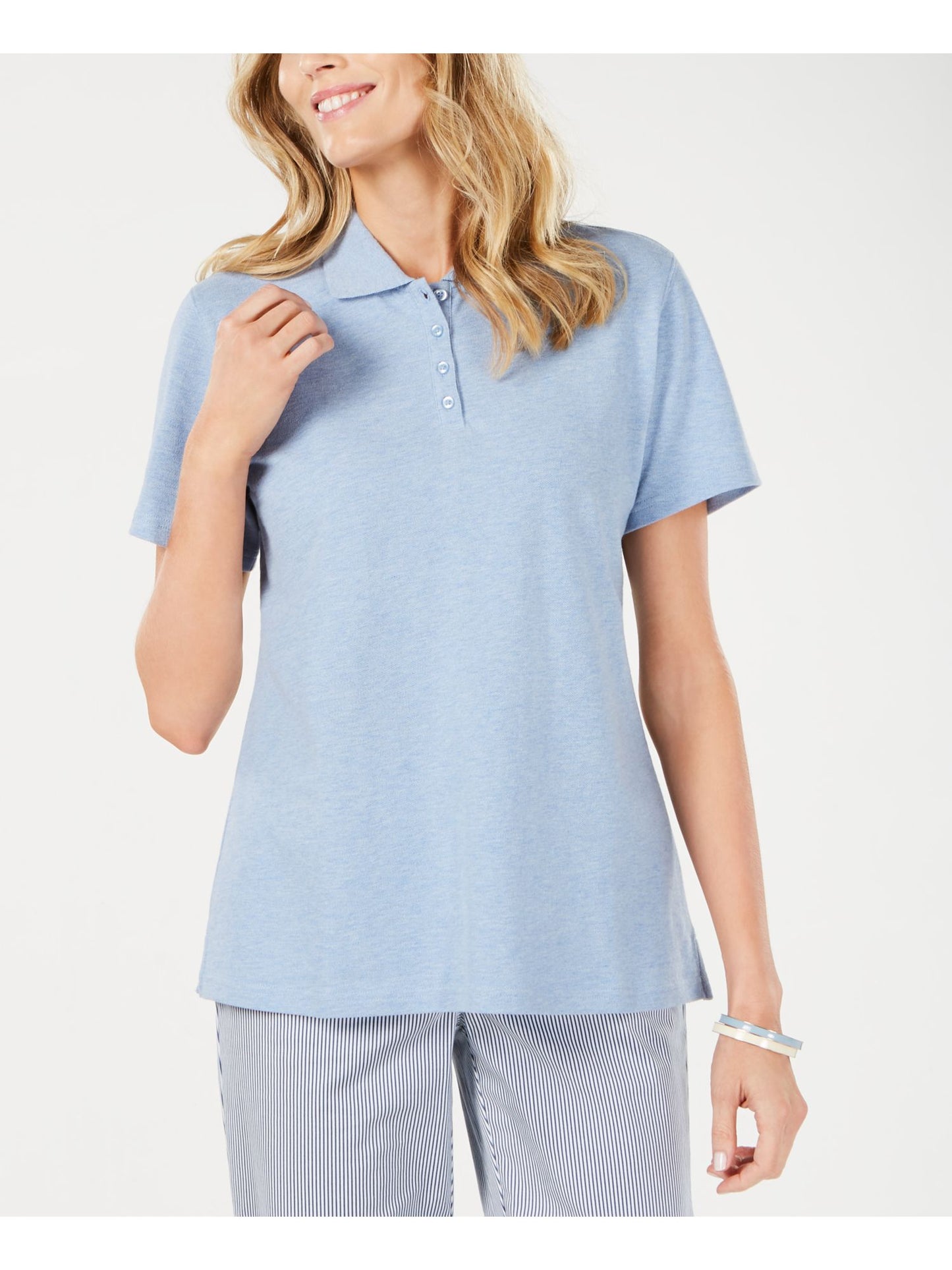 Karen Scott Blusa Feminina Manga Curta Gola Azul Tamanho Grande