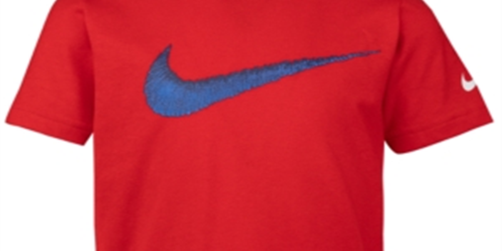 Camiseta de algodão com estampa Swoosh para meninos da Nike, vermelha, tamanho 4