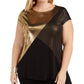 Camiseta Alfani Feminina Colorblock Metálica Preta Tamanho 2X