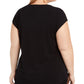 Camiseta Alfani Feminina Colorblock Metálica Preta Tamanho 2X