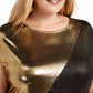 Camiseta Alfani Feminina Colorblock Metálica Preta Tamanho 2X