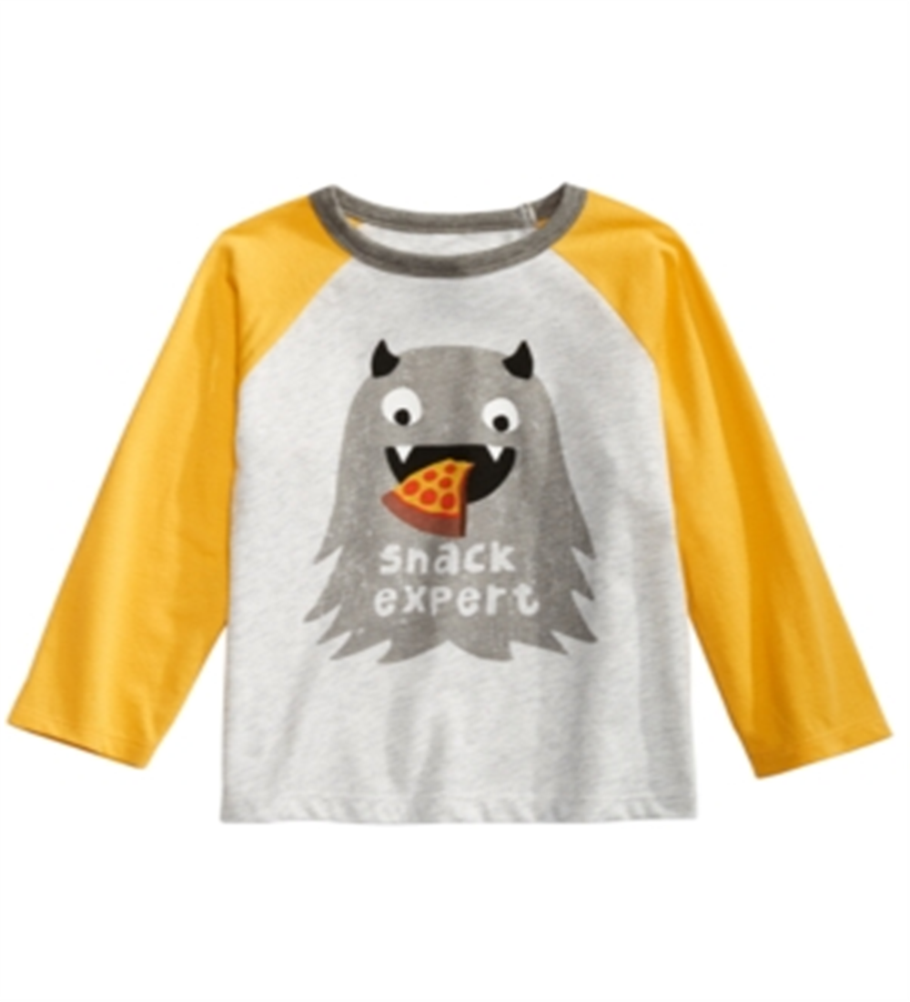 Camiseta infantil Raglan Snack Expert com blocos de cores para meninos First Impressions, cinza, tamanho 3-6 meses