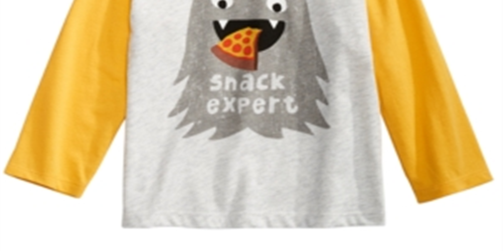 Camiseta infantil Raglan Snack Expert com blocos de cores para meninos First Impressions, cinza, tamanho 3-6 meses
