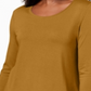 JM Collection Top feminino manga três quartos amarelo tamanho pequeno médio